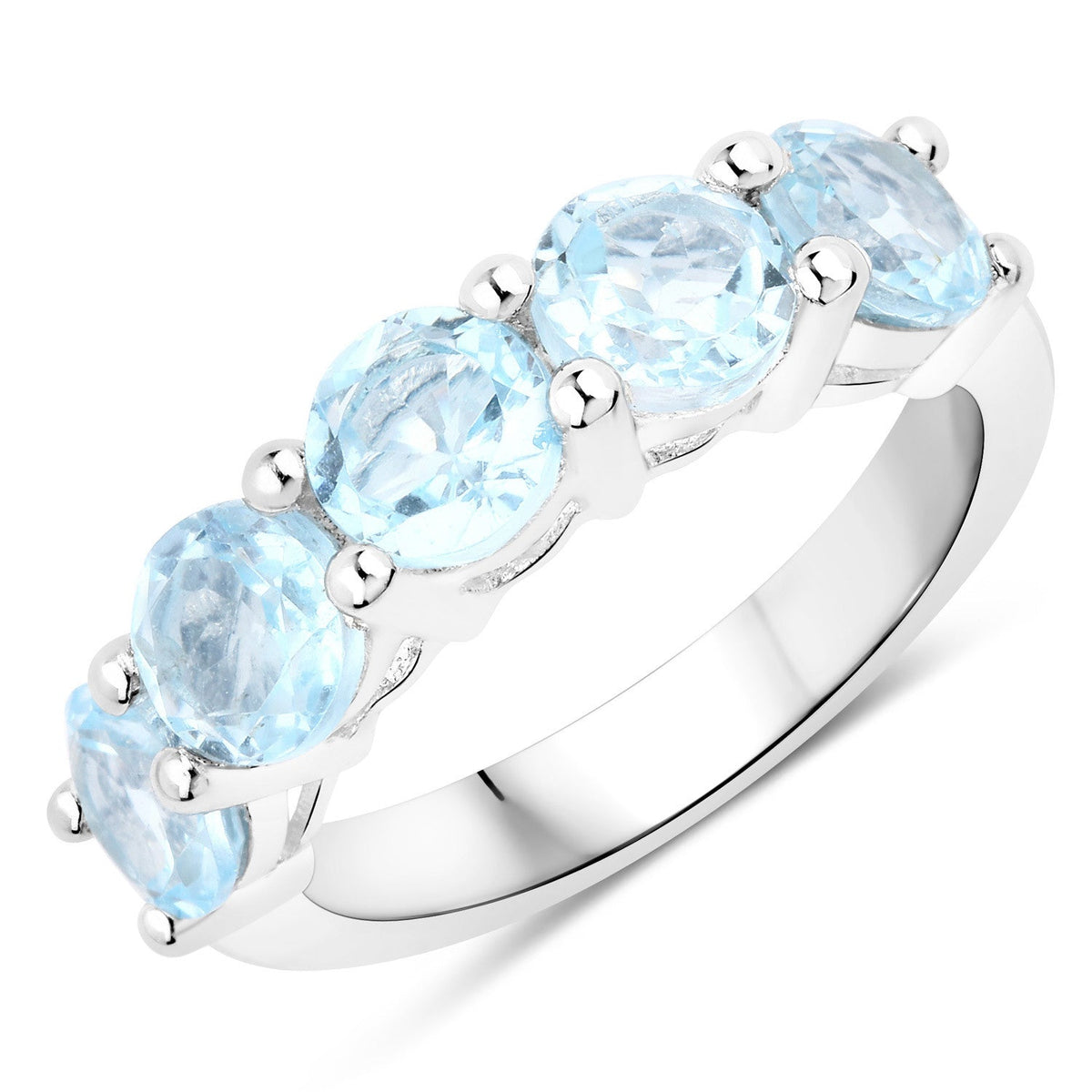 Anillo de plata de ley .925 con topacio azul genuino de 4.00 quilates