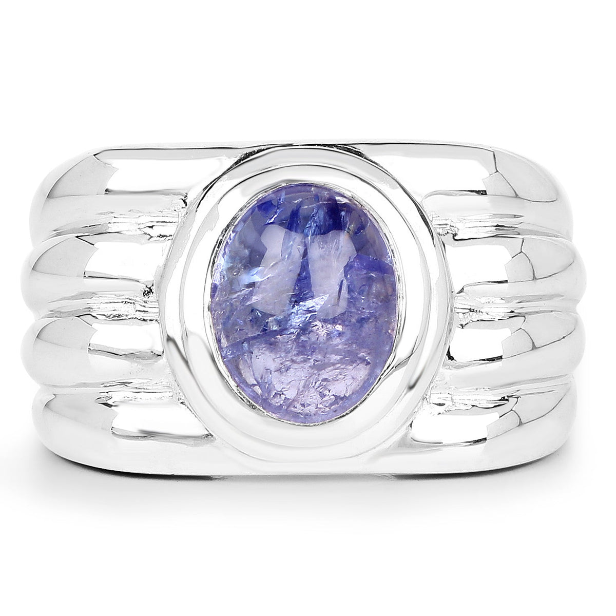Anillo de plata de ley .925 con tanzanita auténtica de 3.55 quilates