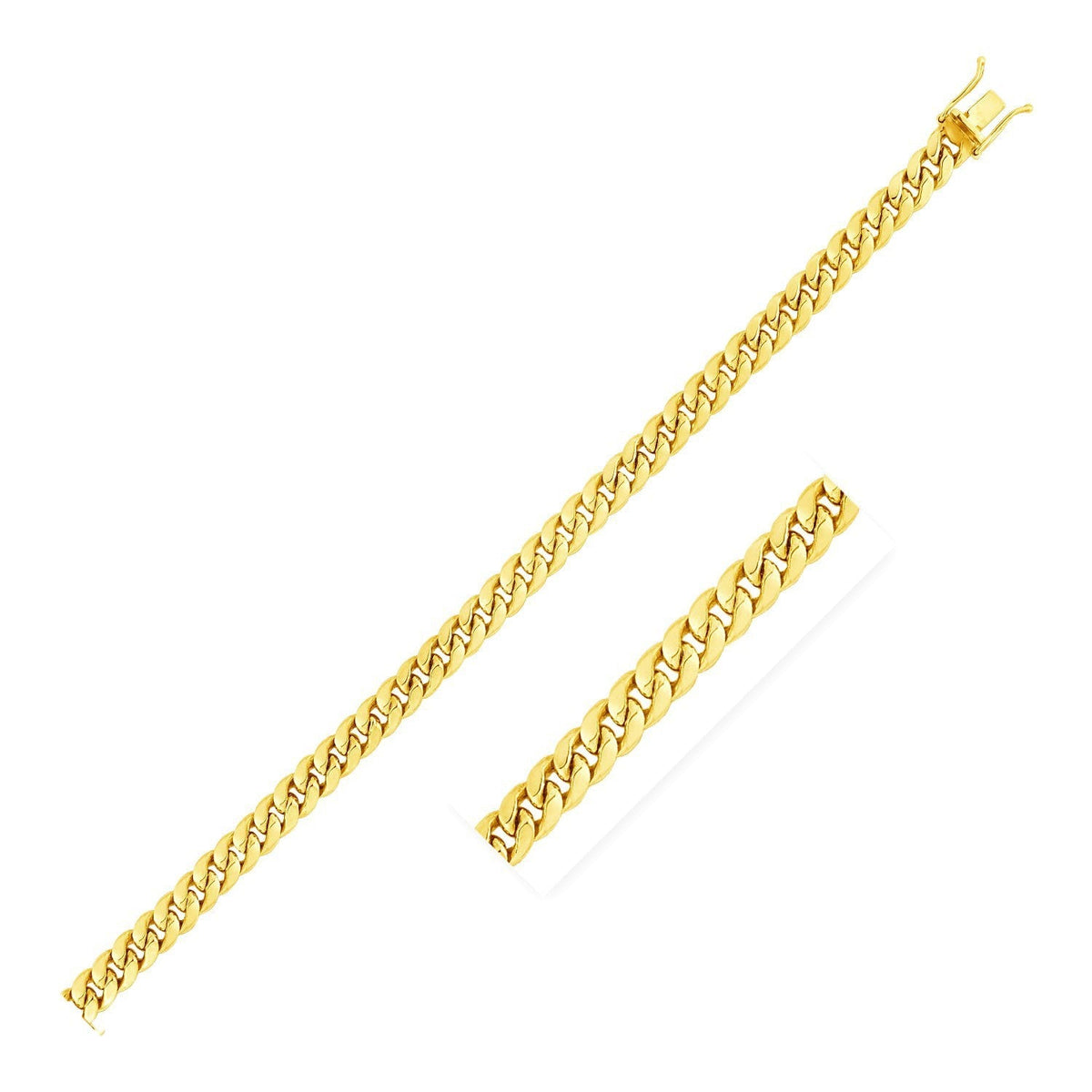 Cadena Cubana Miami Semisólida de Oro Amarillo de 10k (4.50 mm)