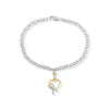 10K Yellow Gold 1/10 Cttw Diamond Awareness Ribbon & Heart Charm on 7