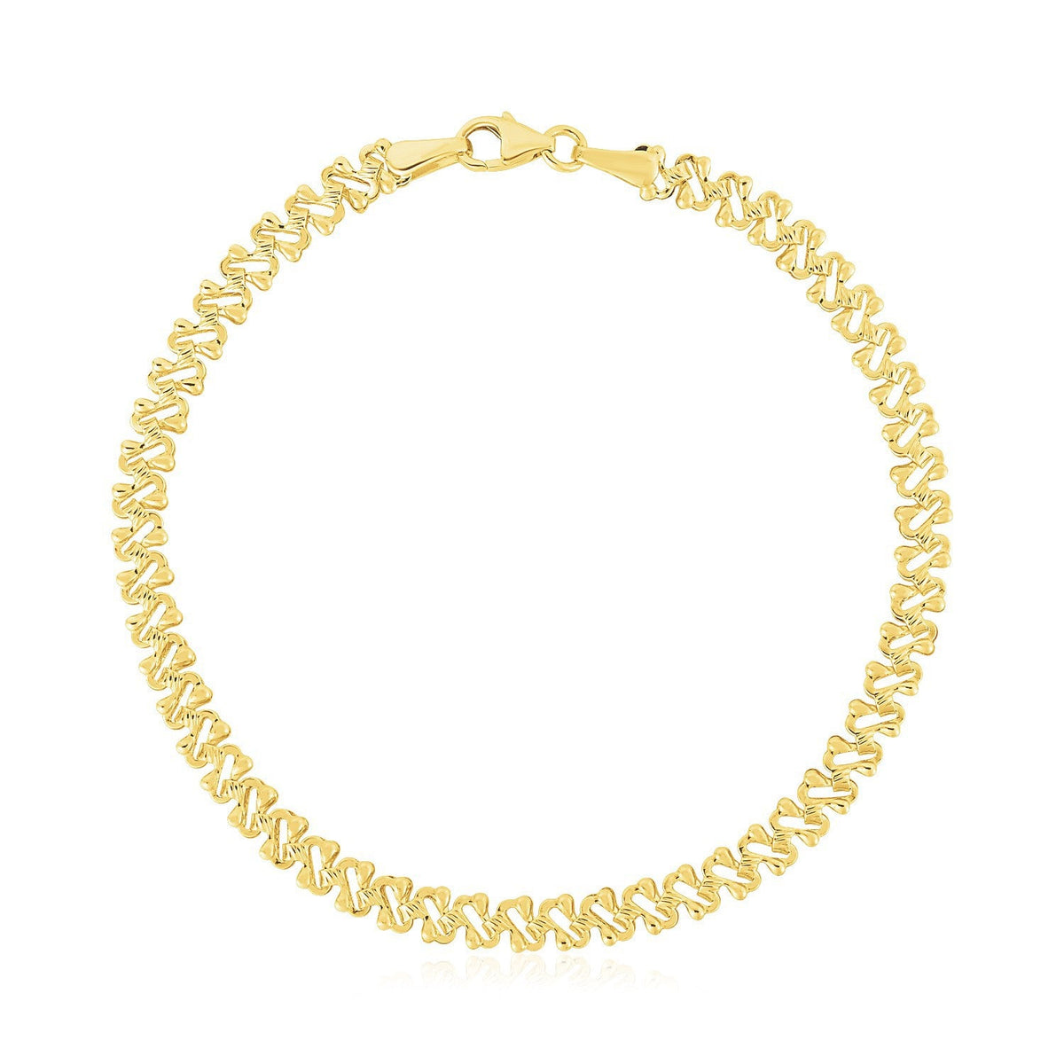Pulsera de cadena elegante con textura y alto pulido en oro amarillo de 14k (4mm)