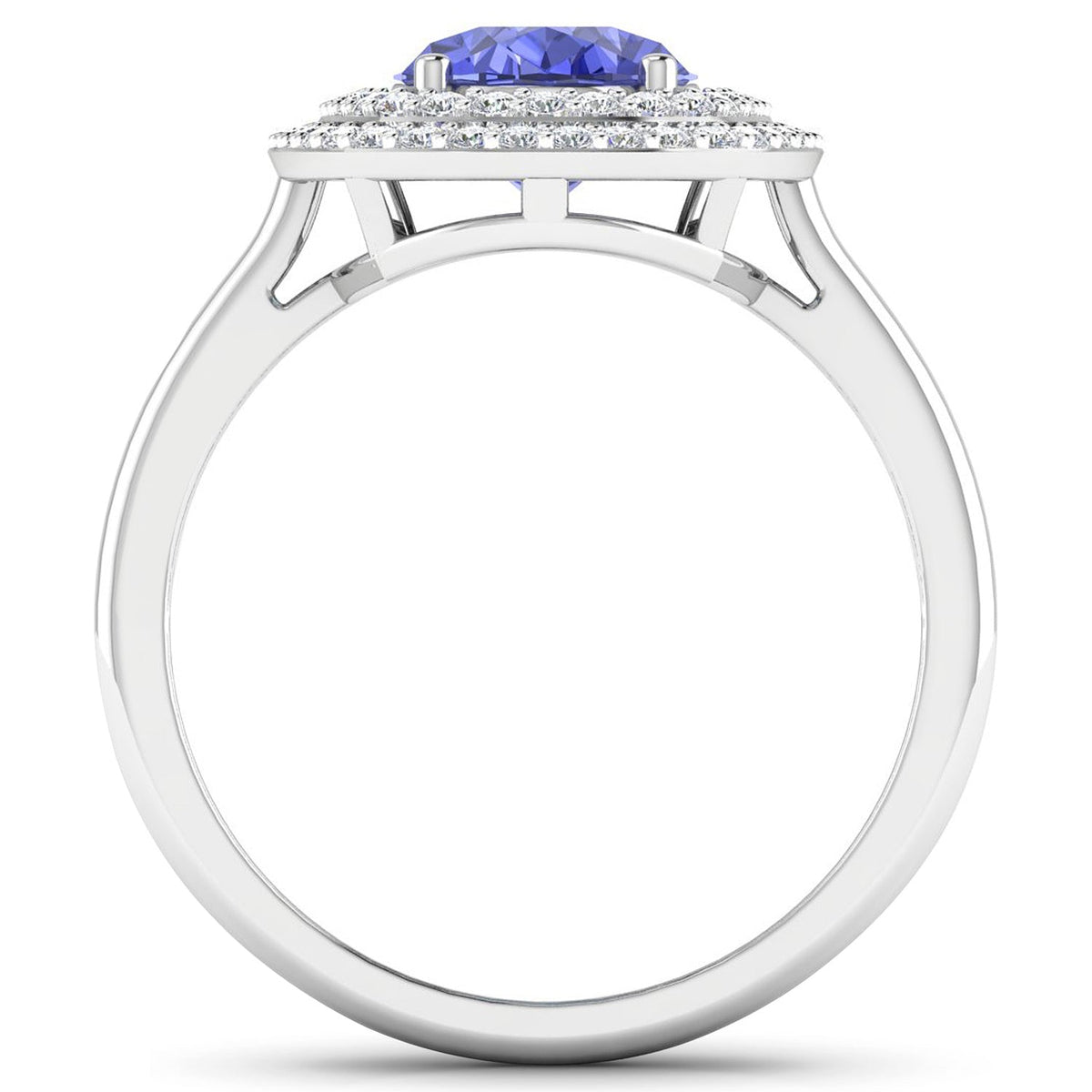 Anillo de oro blanco de 14K con tanzanita genuina de 2,02 quilates y diamantes blancos