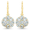 18K Yellow Gold Plated 4.58 Carat Genuine Blue Topaz and White Topaz .925 Sterling Silver Earrings