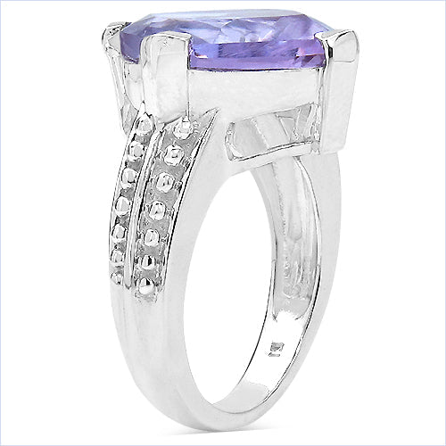 Anillo de plata de ley .925 con amatista genuina de 10.30 quilates