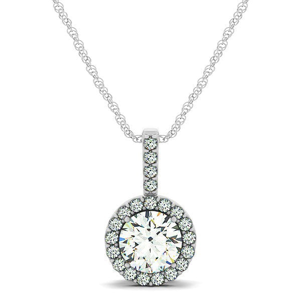 Colgante redondo estilo halo de diamantes de oro blanco de 14 quilates (5/8 quilates en total)