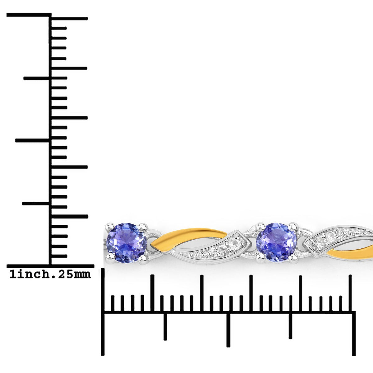 Pulsera de 0,77 quilates de tanzanita genuina y zafiro blanco de plata de ley 925