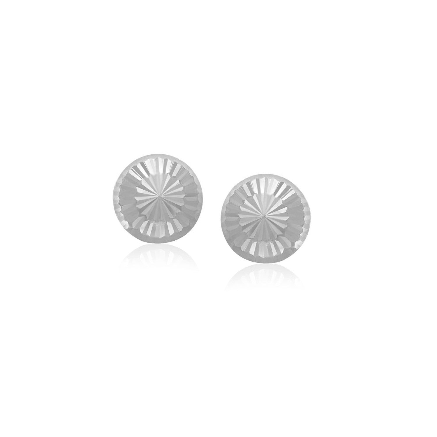 Pendientes de tuerca de oro blanco de 14 quilates, estilo plano con textura