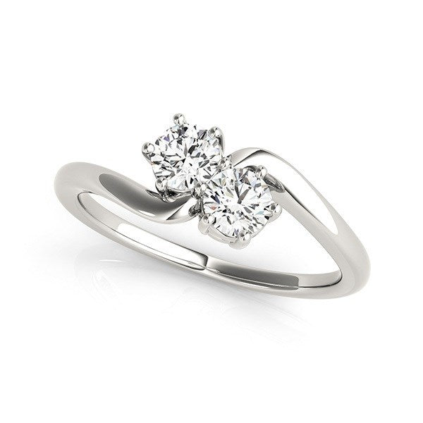 Anillo Solitario de Dos Diamantes en Oro Blanco de 14k (1/2 cttw)