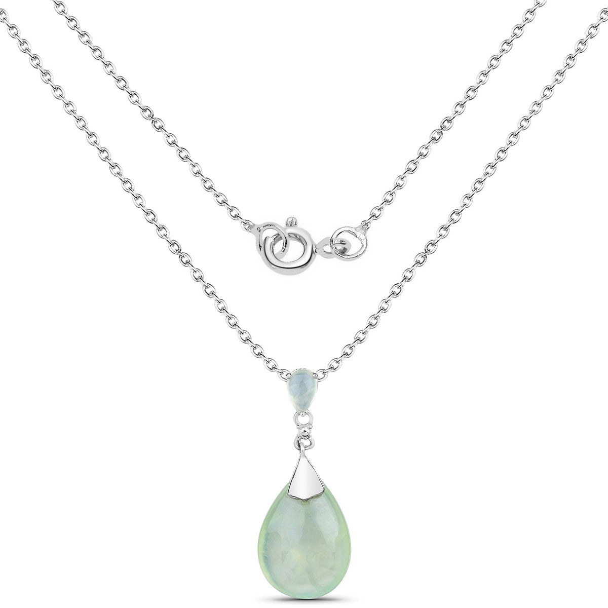 11.92 Carat Genuine Prehnite .925 Sterling Silver Pendant - image 2 of 4