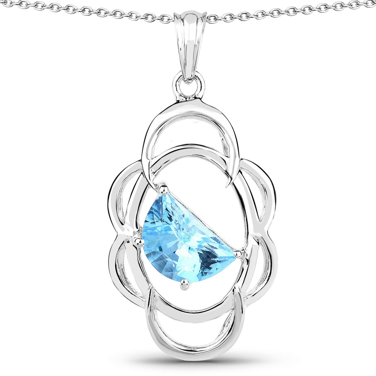 Colgante de plata de ley .925 con topacio azul suizo auténtico de 4,60 quilates