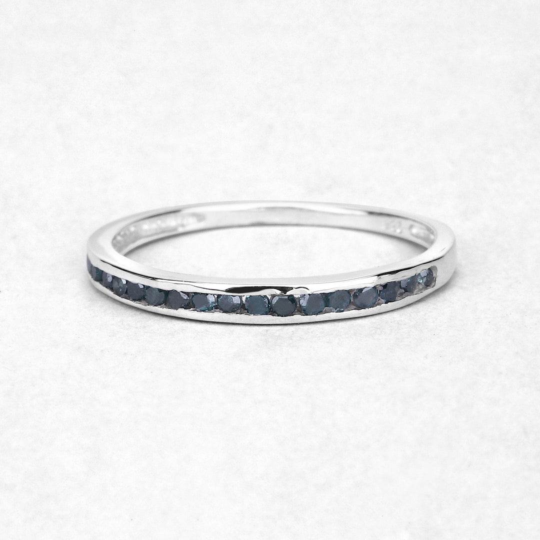 Anillo de plata de ley .925 con diamante azul auténtico de 0,20 quilates