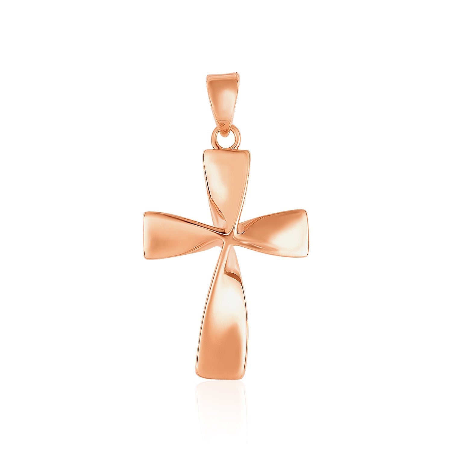 Colgante cruz trenzada plana en oro rosa de 14k