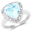 Anillo de plata de ley .925 con topacio azul genuino y topacio blanco de 5,05 quilates