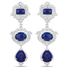 9.37 Carat Genuine Lapis and White Topaz .925 Sterling Silver Earrings