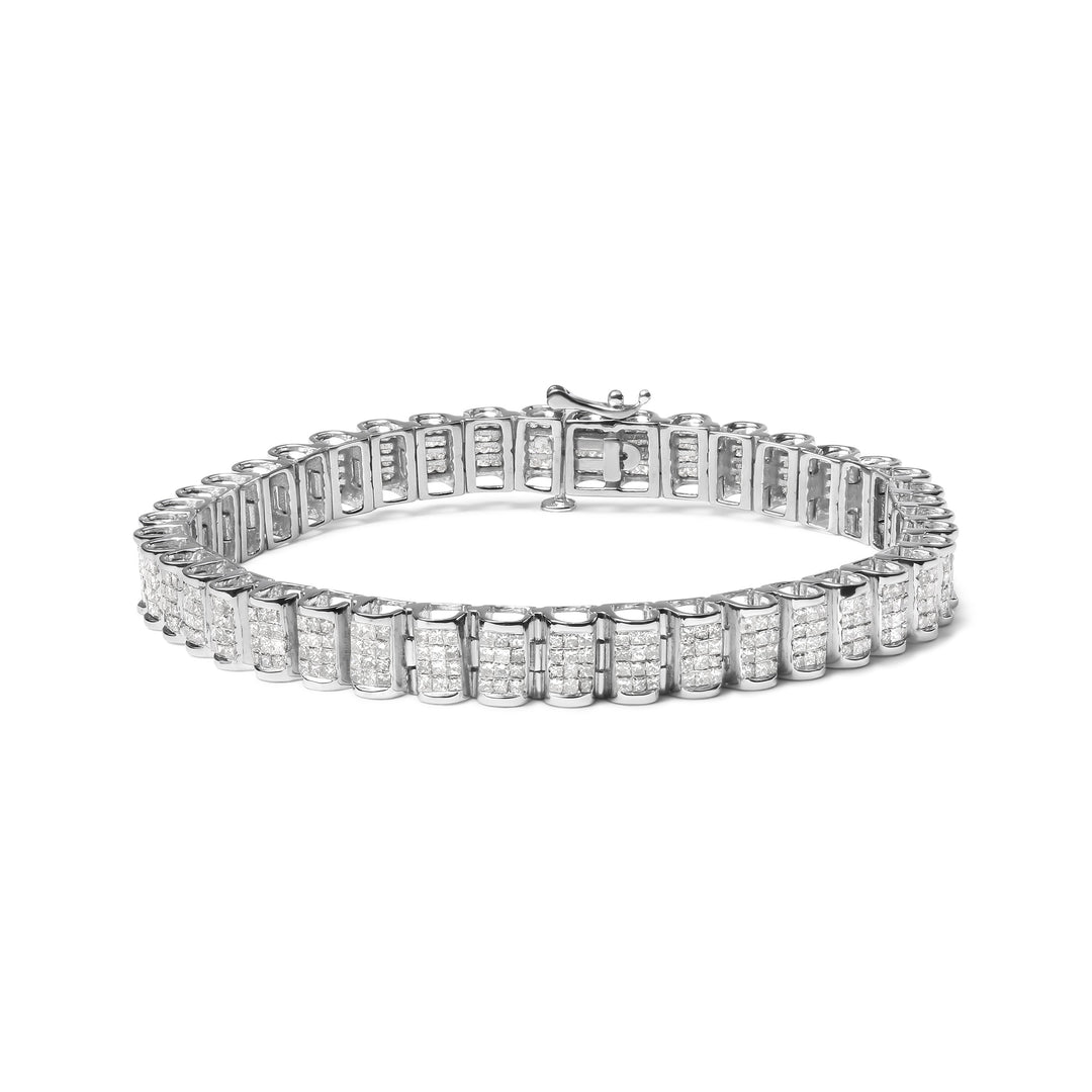 14K Yellow Gold 5.0 Cttw Invisible Set Princess-cut Diamond Buckle Link Tennis Bracelet (H-I Color, SI2-I1 Clarity) - Size 7.25"