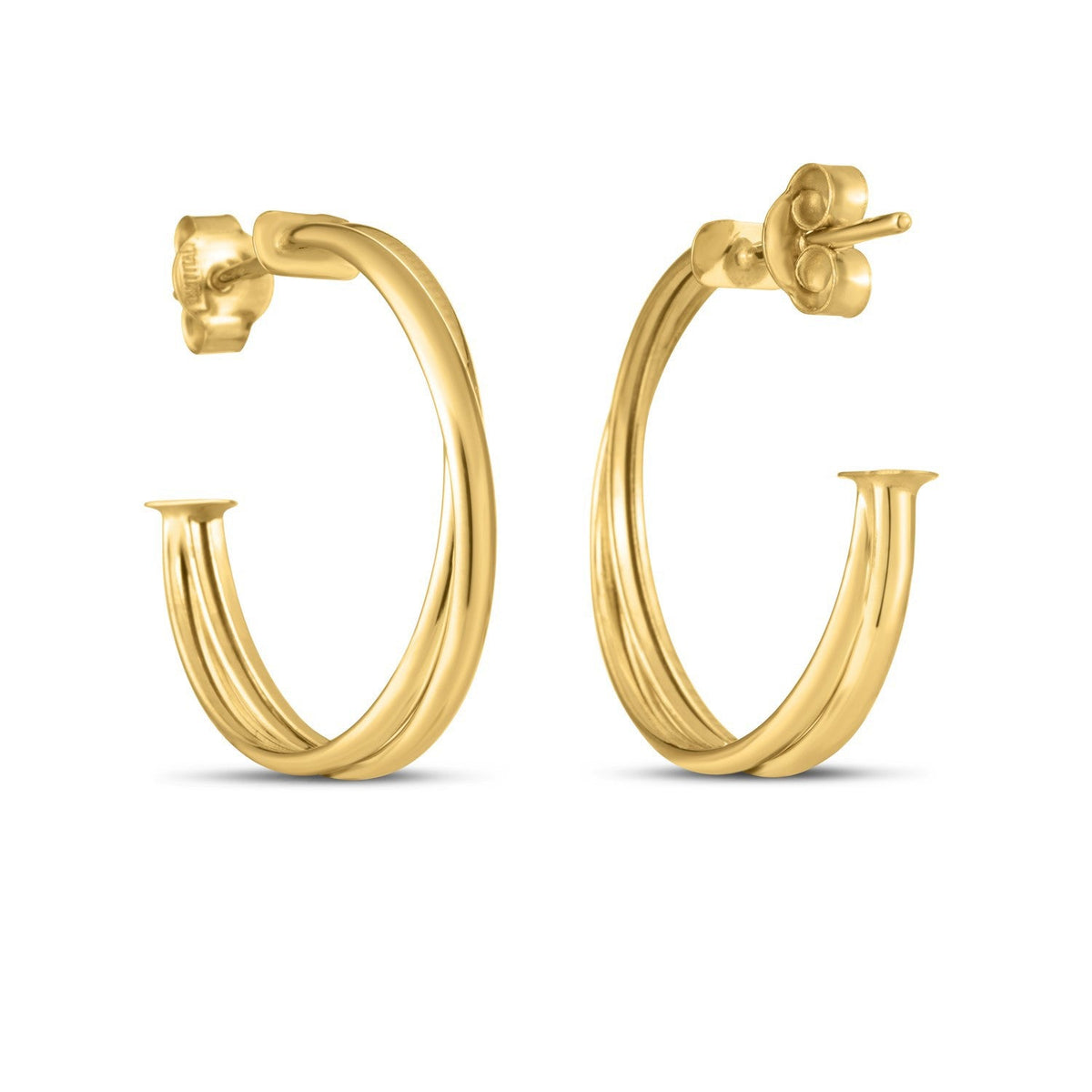 Arracadas grandes de oro amarillo de 14k con diseño cruzado