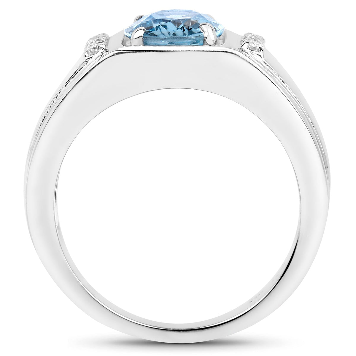 Anillo de plata de ley .925 con topacio azul Londres y topacio blanco genuino de 2,18 quilates