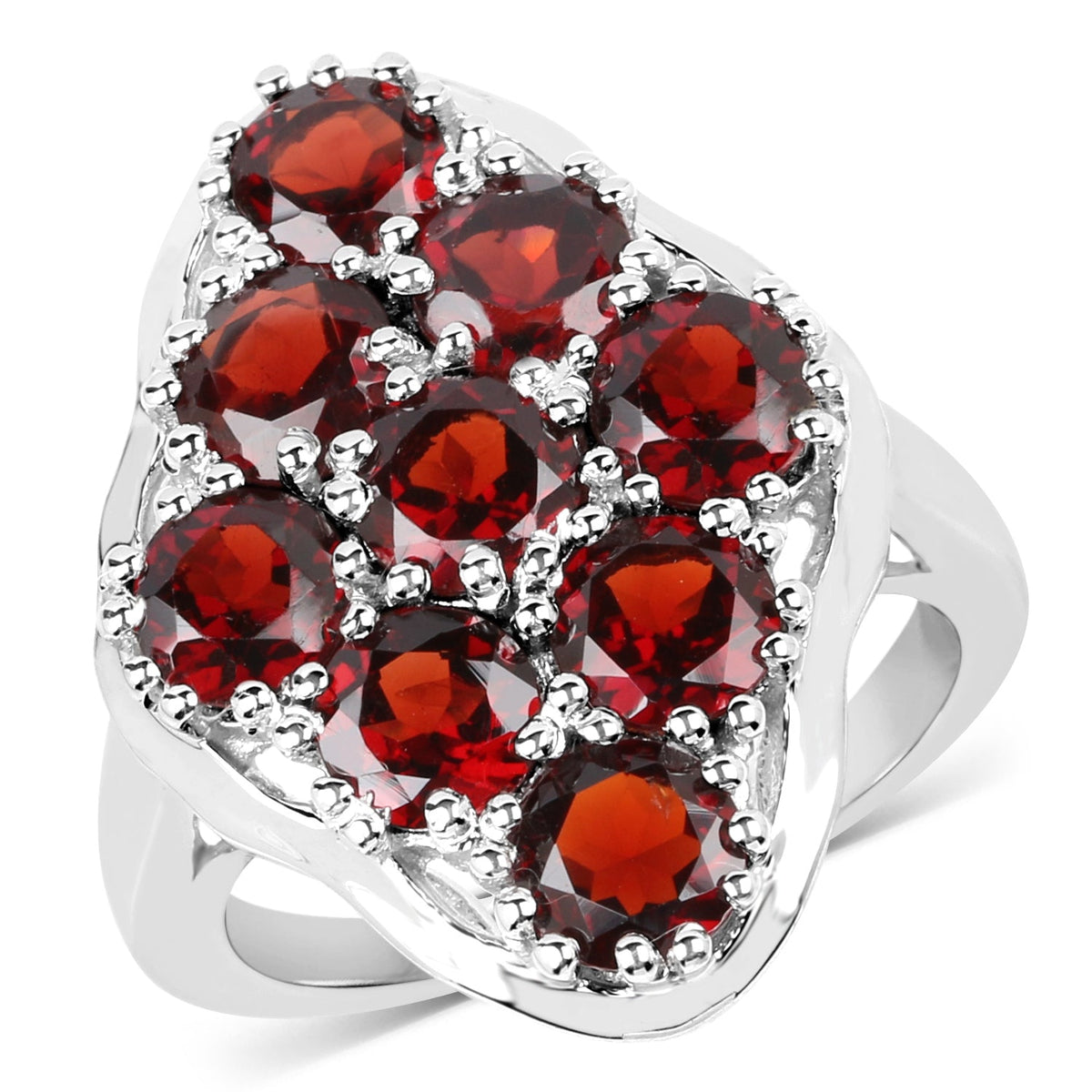 Anillo de plata de ley .925 con granate genuino de 5,22 quilates