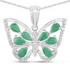 1.91 Carat Genuine Emerald and White Zircon .925 Sterling Silver Pendant