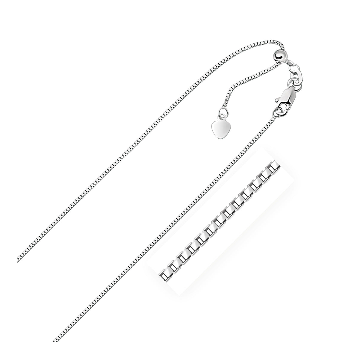 Cadena ajustable de oro blanco de 14k de 0.85 mm