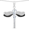 1.86 Carat Genuine Aquamarine and White Zircon .925 Sterling Silver Pendant