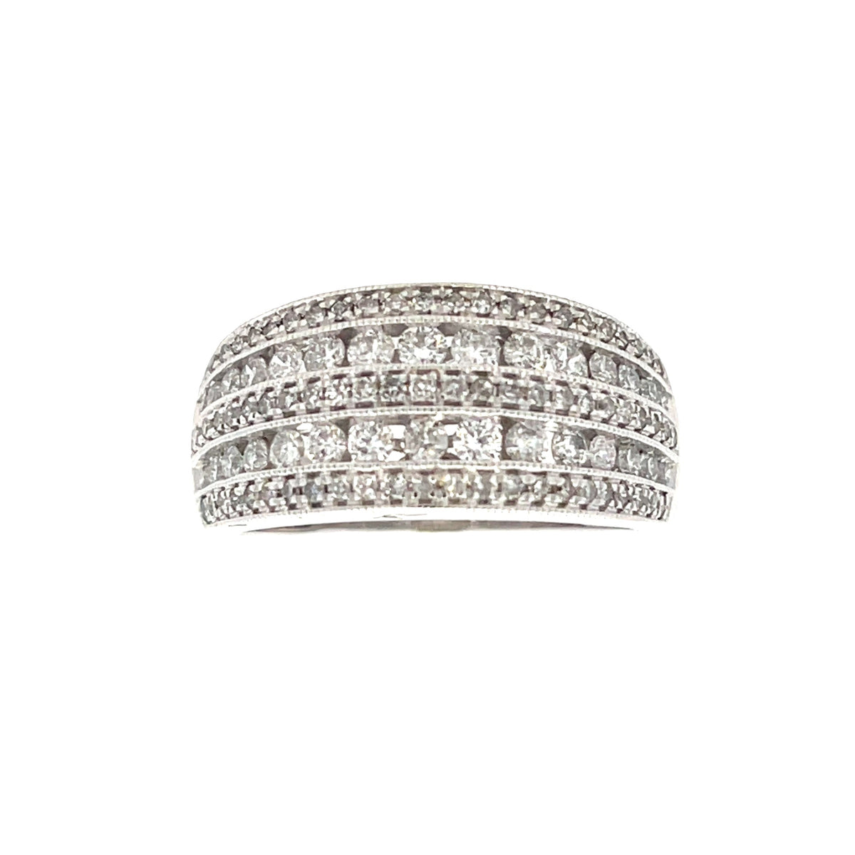 Anillo de boda con diamantes de 1,00 ct en oro blanco de 10 qt