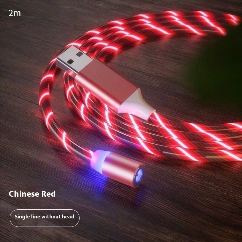 Streamer Magnetic LED Fast-Charge Cable – 3-in-1 USB-C • Micro-USB • Lightning with Colorful LED Glow (1 m / 2 m)