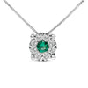 14K White Gold 3.8 MM Green Emerald and 1/3 Cttw Diamond Composite Halo 18