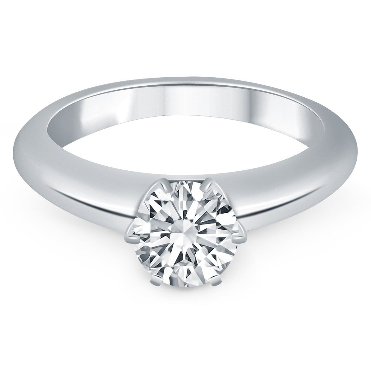 Anillo de compromiso de oro blanco de 14 quilates con solitario tipo catedral