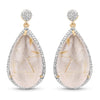 14K Yellow Gold Plated 35.15 Carat Genuine Golden Rutile and White Topaz .925 Sterling Silver Earrings