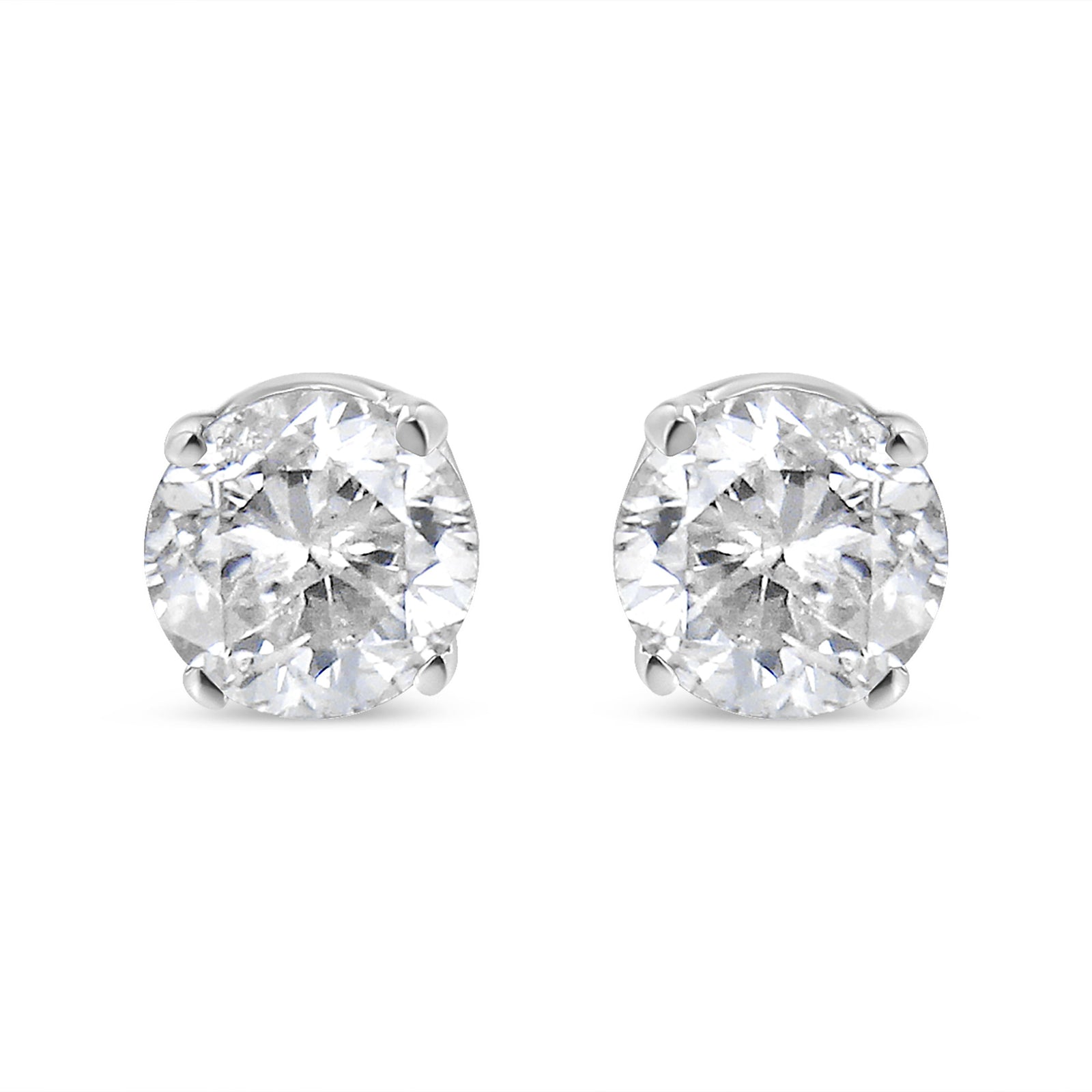 14K White Gold 5/8 Cttw Round Brilliant-Cut Lab Grown Diamond Classic 4-Prong Push back Stud Earrings (F-G Color, VS1-VS2 Clarity)
