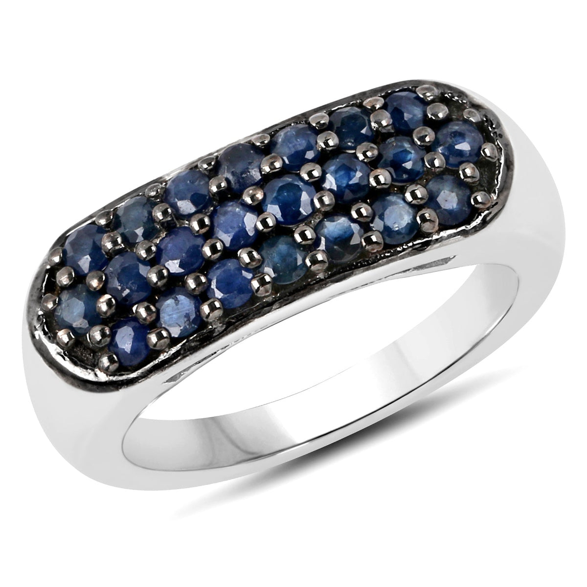 Anillo de plata de ley .925 con zafiro azul auténtico de 0.99 quilates