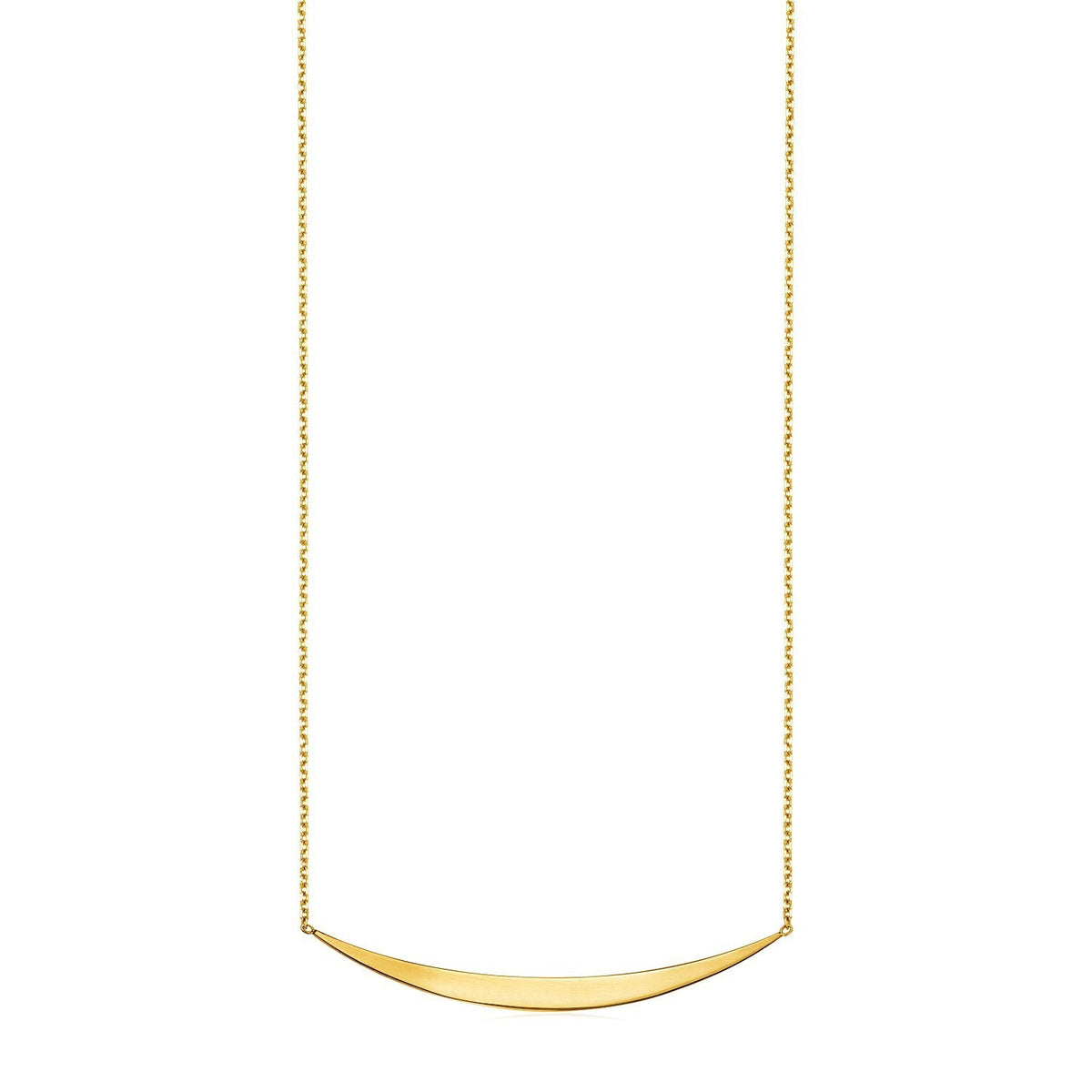 Collar de oro amarillo de 14k con colgante de barra curva pulida