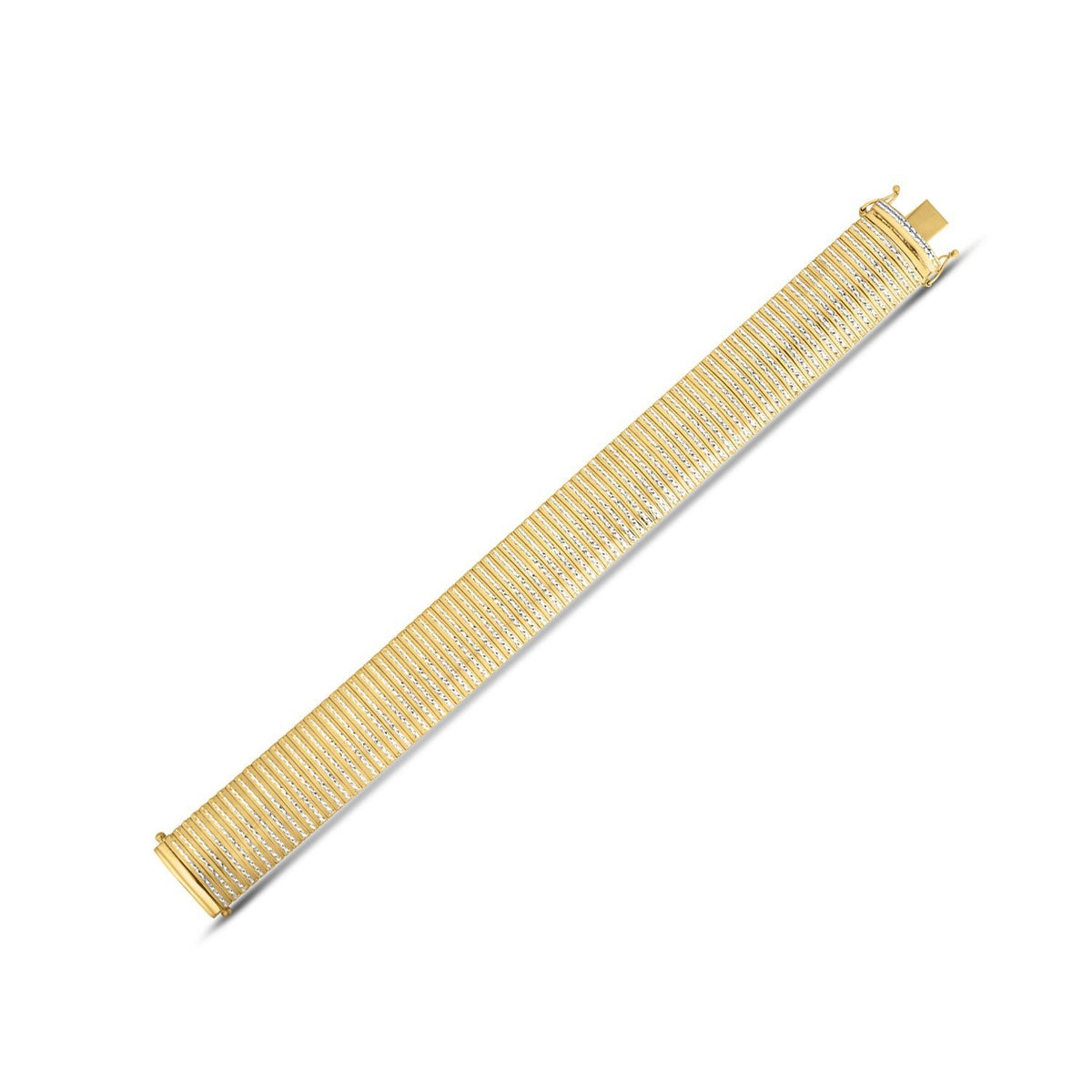 Pulsera Flexible de Oro Amarillo de 14k con Diamantes Atrevidos (17.10 mm)