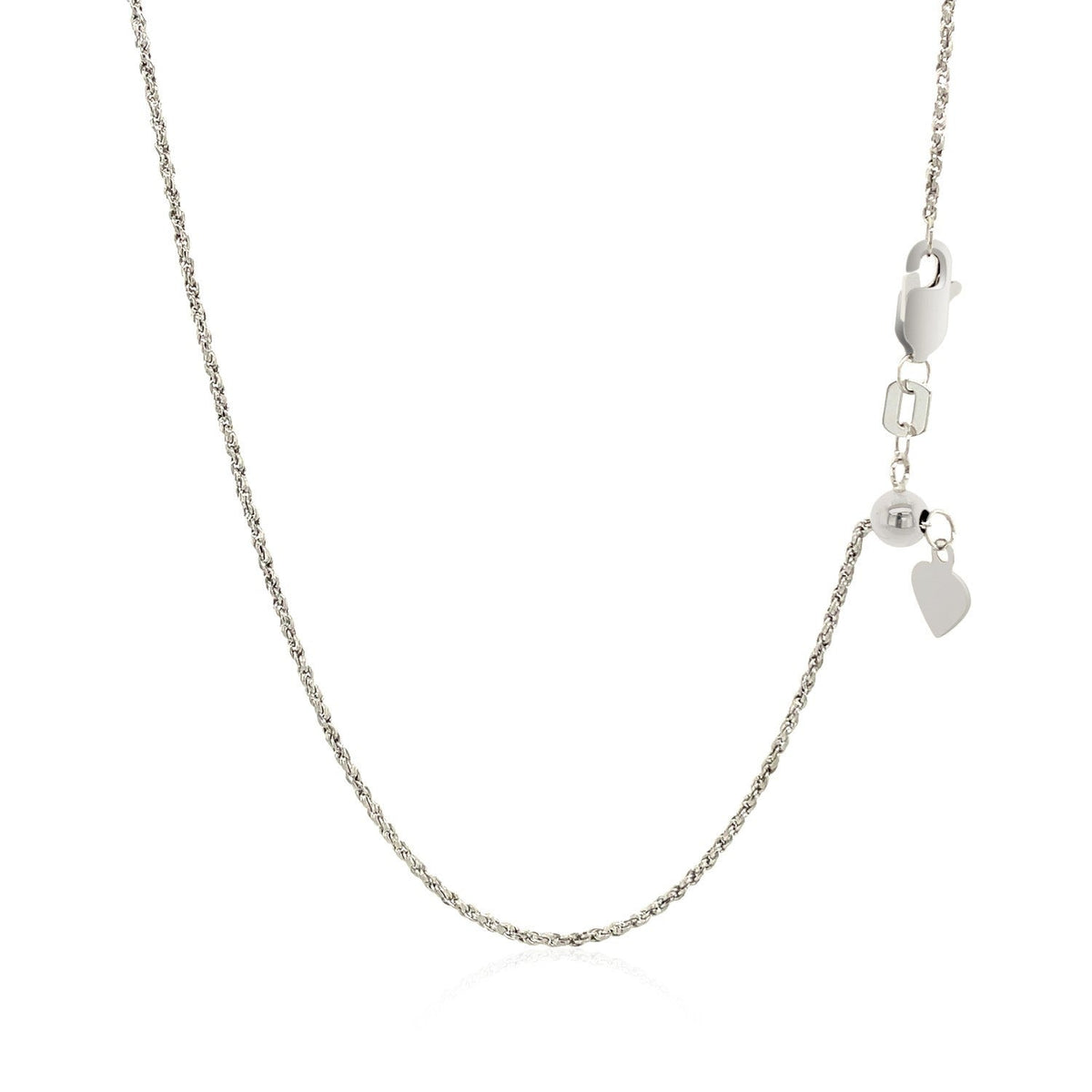 Cadena de cuerda ajustable de oro blanco de 14k 1.0mm
