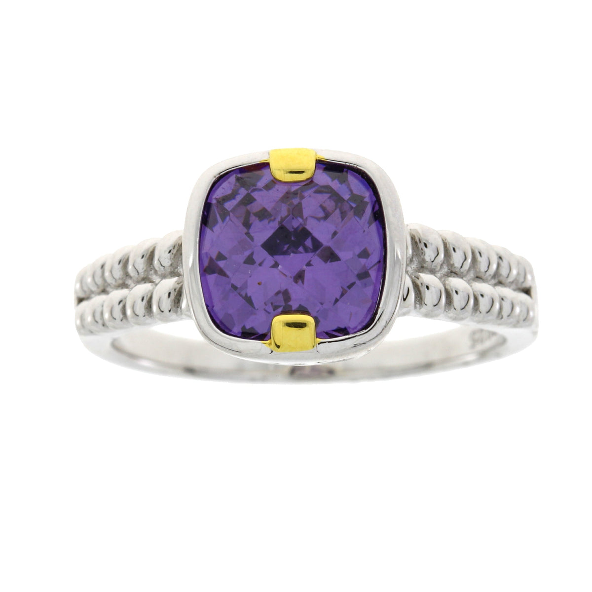 Anillo de circonita cúbica auténtica de plata de ley