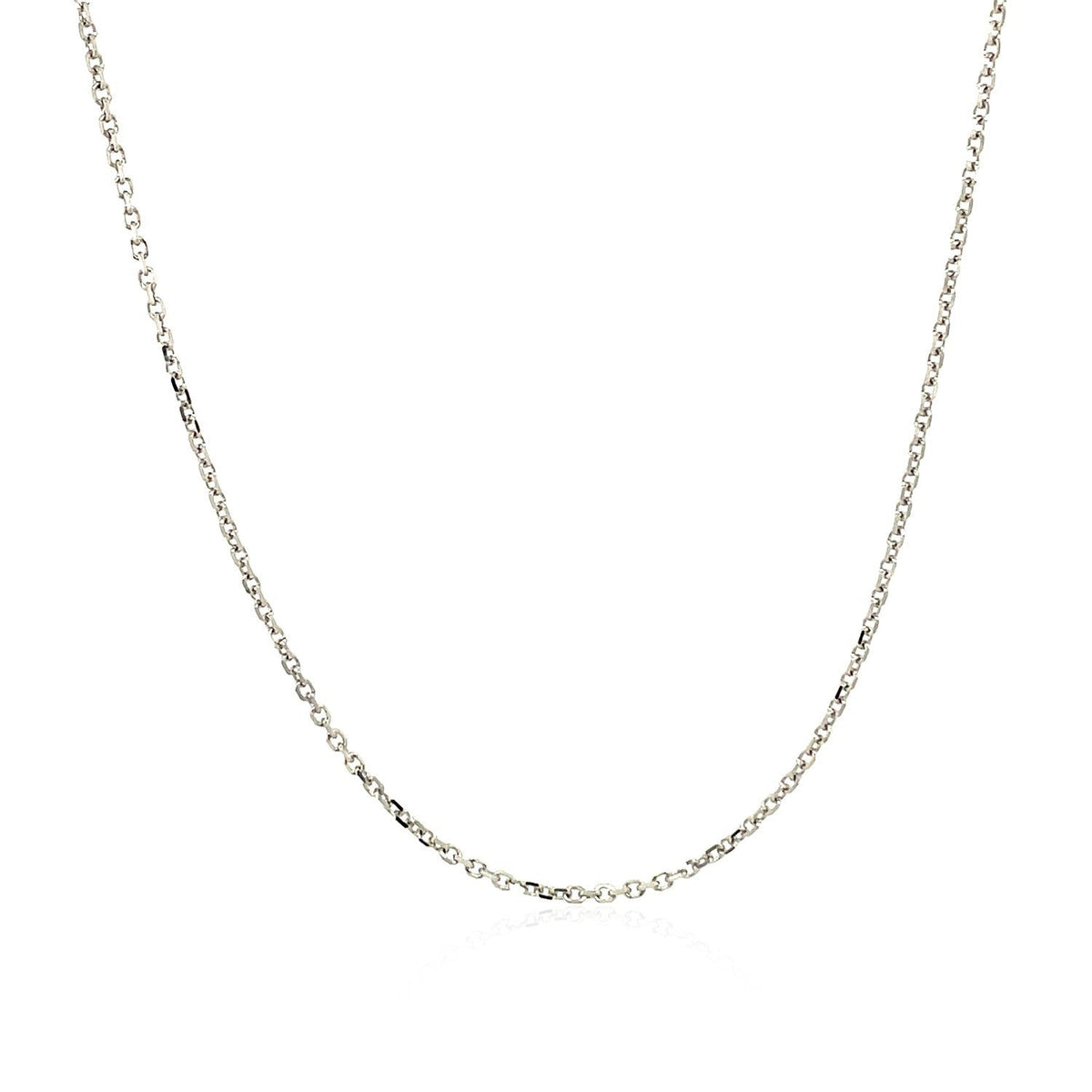 Cadena de eslabones de cable con corte de diamante de oro blanco de 14k y 1,1 mm