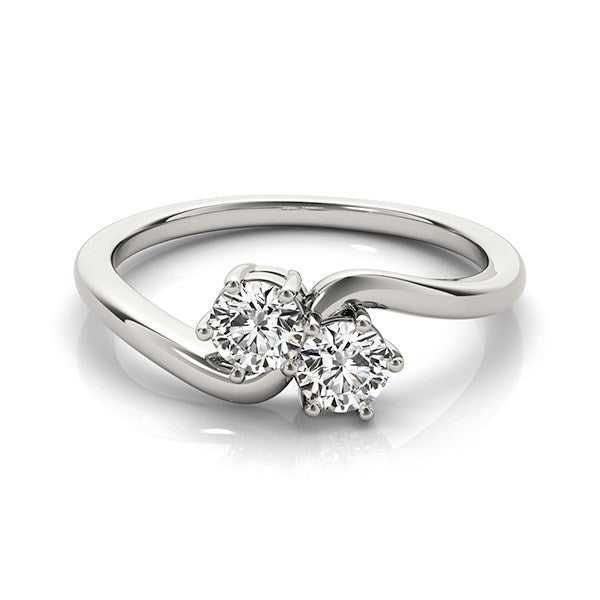 Anillo Solitario de Dos Diamantes en Oro Blanco de 14k (1/2 cttw)
