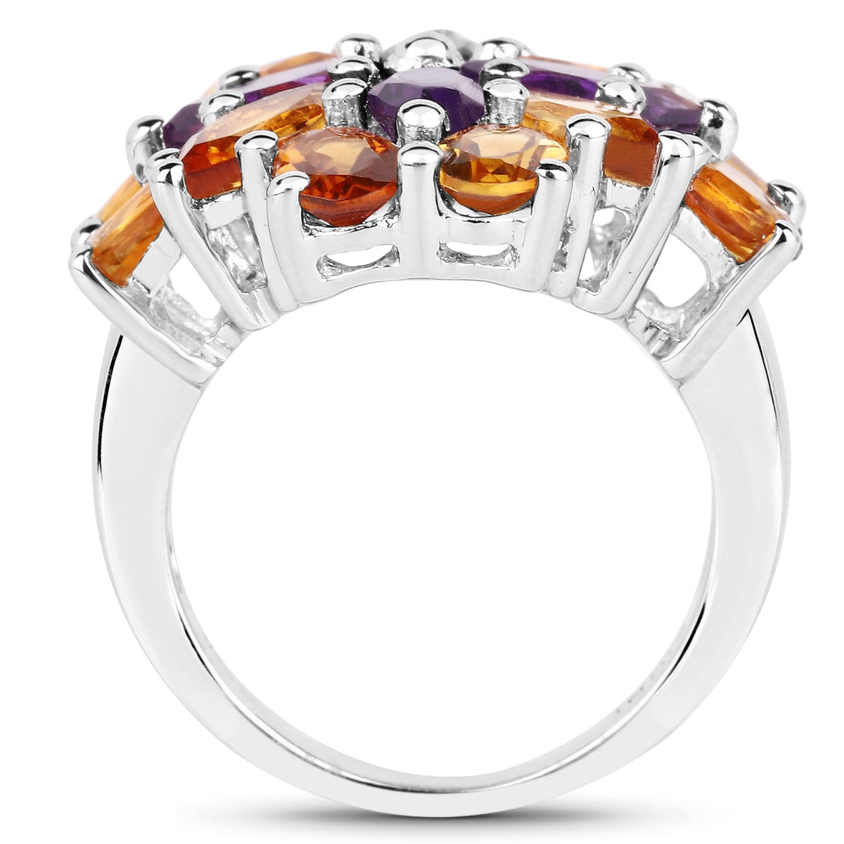 Anillo de plata de ley .925 con amatista genuina y citrino Madeira de 7.96 quilates