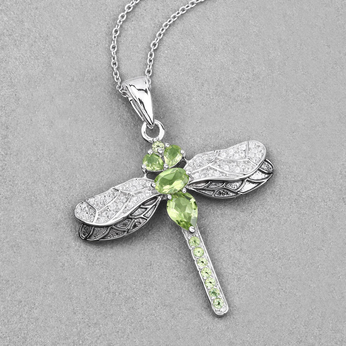 Colgante de plata de ley .925 con peridoto y topacio blanco genuinos de 1,98 quilates - imagen 4 de 12