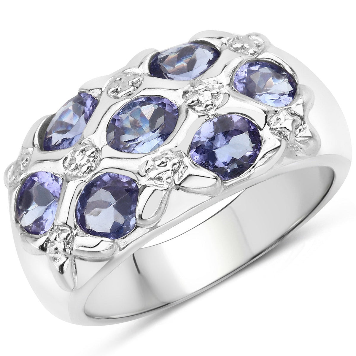 Anillo de Plata de Ley .925 con Tanzanita Genuina de 2.31 Quilates