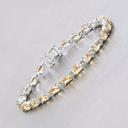 9.03 Carat Genuine Citrine .925 Sterling Silver Bracelet