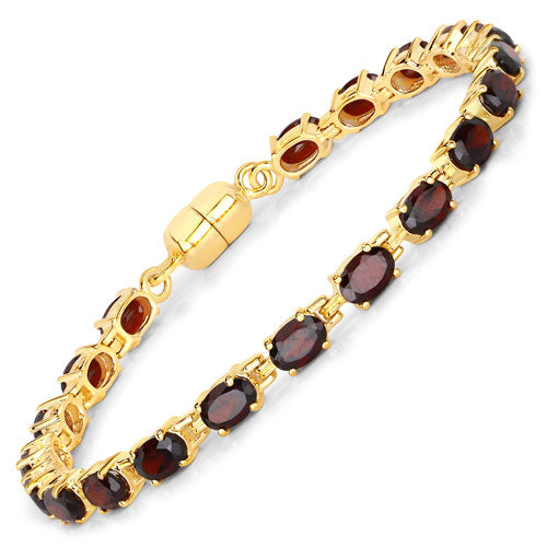 Pulsera de Plata de Ley .925 con Granate Genuino de 10.20 Quilates