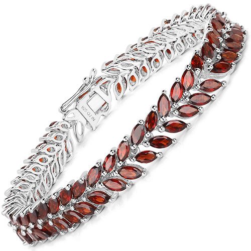 Pulsera de plata de ley .925 con granate auténtico de 18,40 quilates