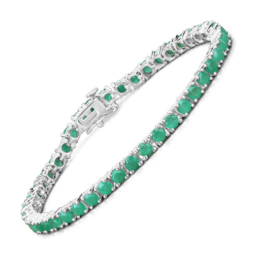 Pulsera de plata de ley .925 con esmeralda genuina de 7,48 quilates