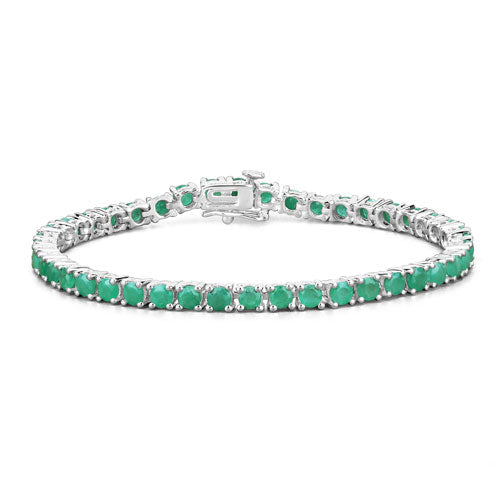 Pulsera de plata de ley .925 con esmeralda genuina de 7,48 quilates