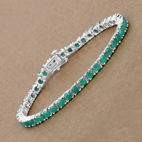 Pulsera de plata de ley .925 con esmeralda genuina de 7,48 quilates