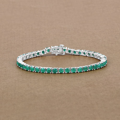 Pulsera de plata de ley .925 con esmeralda genuina de 7,48 quilates