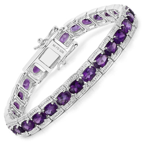 Pulsera de plata de ley .925 con amatista genuina de 12.18 quilates