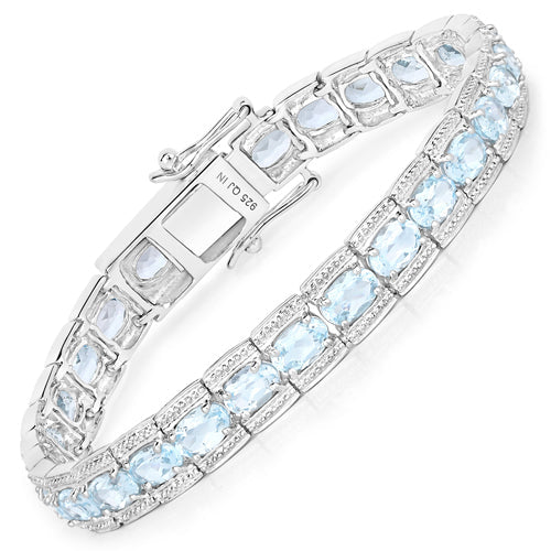 Pulsera de 14.79 quilates de topacio azul genuino de plata de ley 925